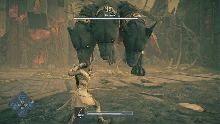 The next attack is a leap - AC Odyssey Fate of Atlantis: How to beat Cerberos? - Bosses - Assassins Creed Odyssey Guide