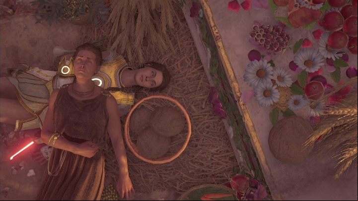 After giving the gift, you will spend some time with her - Old Flames Burn Brighter - Side Quests in Assassins Creed Odyssey - Free DLC Side Quests - Assassins Creed Odyssey Guide